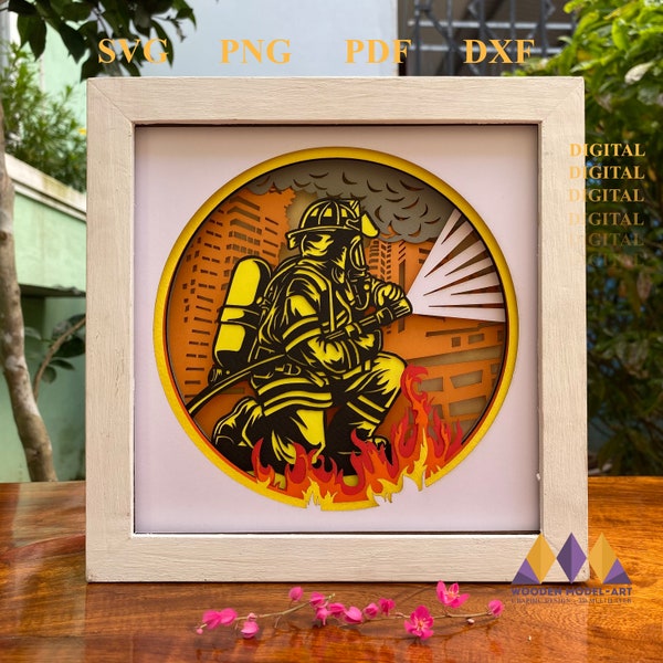 Firefighter Svg Light Box - Fireman Shadow Box - Firefighter 3D Paper Cut - Layered - For Cricut - Silhouette. Firefighter Svg Light Box - Fireman Shadow Box - Firefighter 3D Paper Cut - Layered - For Cricut - Silhouette.
