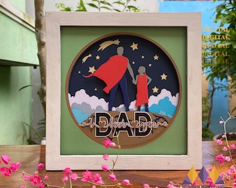 Super Dad Shadow Box SVG: Vaderdag lightbox-sjabloon (digitale download)