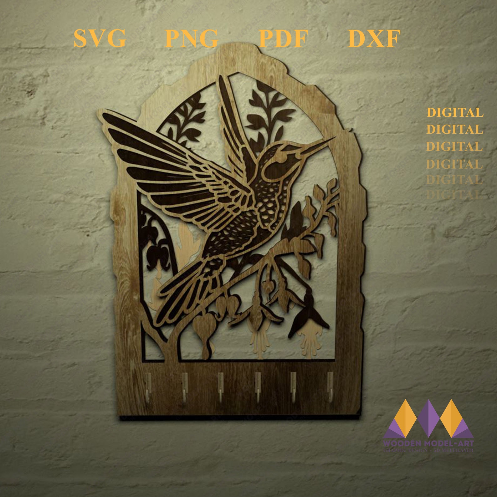 Hummingbird Key Hanger - Wall Decor - Laser Ready File - Glowforge and ...