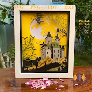 Halloween Haunted House Shadow Box SVG: Spooky Silhouette (Digital Download)