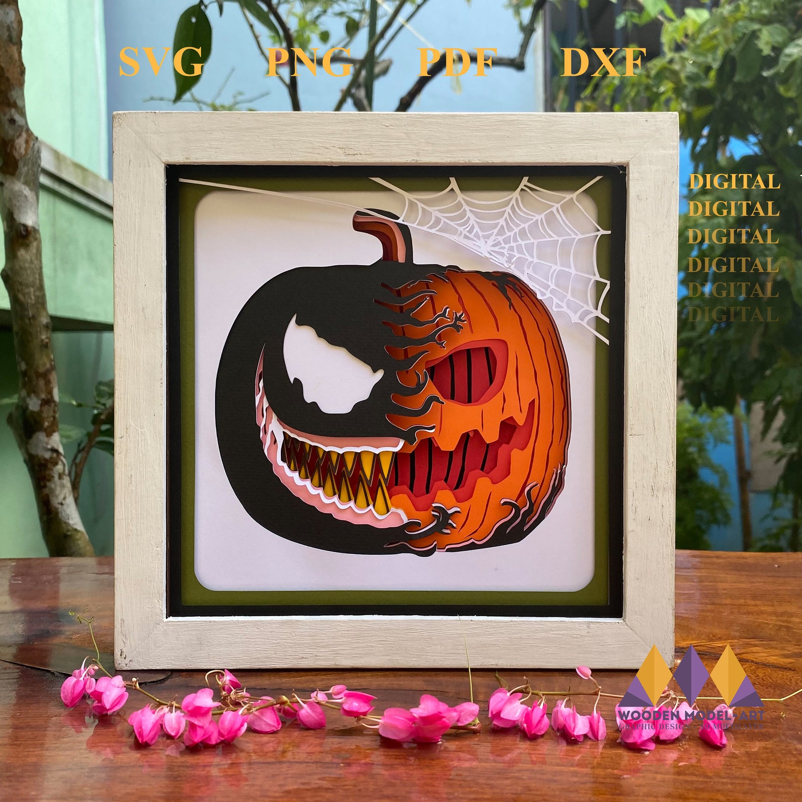 3D PUMPKIN SVG SHADOW Box - Pumpkin Halloween - for Cricut - Silhouette ...