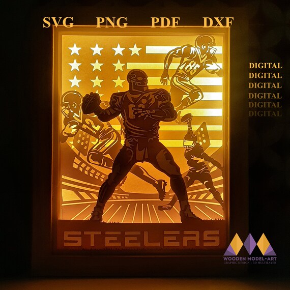 Steelers Paper Cut Light Box NFL Shadow Box Svg 3d Layer Etsy