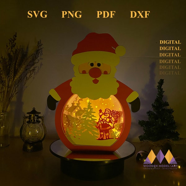 SANTA CLAUS Shadow Box SVG - Gnomes Light Box - Christmas Shadow Box - Diy Paper Lanterns - Merry Christmas Diy Paper Lanterns SANTA CLAUS Shadow Box SVG - Gnomes Light Box - Christmas Shadow Box - Diy Paper Lanterns - Merry Christmas Diy Paper Lanterns