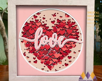 3D HEART SVG Shadow Box- VALENTINE Light Box svg - Wedding svg - Love svg - for cricut - for silhouette 2