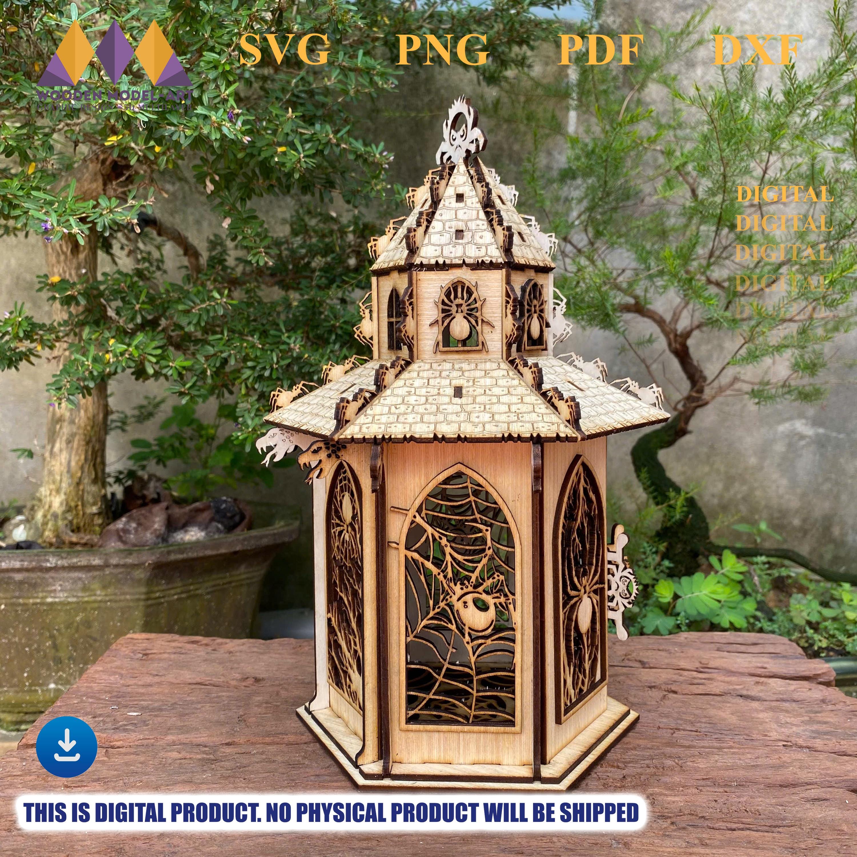 Gothic Lamp Vector Spider Gothic Lantern Laser Cut File, Halloween Table Lamp (SVG, PDF ...