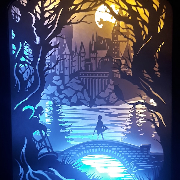 Wizard Castle , Paper Cut Light Box Template, Shadow Box SVG, Shadow Box, 3D Papercut LightBox SVG File DIY, Cricut, Silhouette