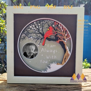 3D KARDINAL Erinnerungs-Svg, WEIHNACHTEN Schatten Box - KARDINAL ich bin immer bei dir, Cricut Dateien, Cardstock SVG, Silhouette Dateien