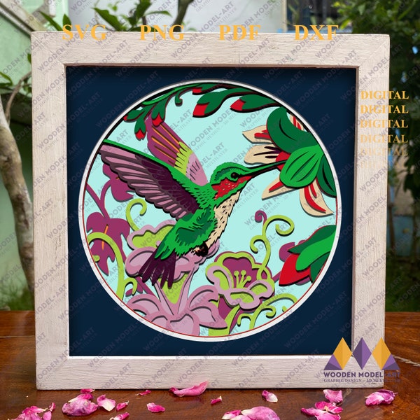 3D HUMMINGBIRD svg, Shadow box svg, layered cardstock svg, for cricut, for silhouette