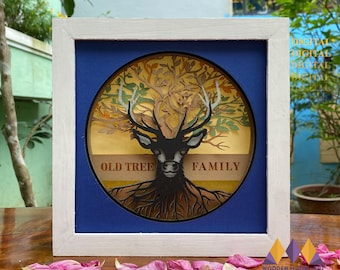 PERSONALIZABLE 3D FAMILY Shadow Box svg - Family Tree LIGHT Box for cricut - for silhouette