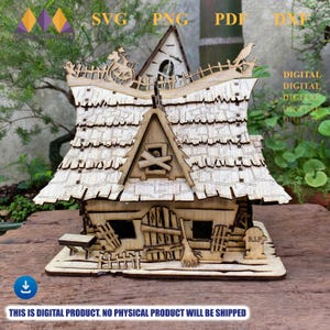 HALLOWEEN HAUNTED House Laser Cut Files- DIY 3D Wood Model Kit - 3D Halloween Decor, Witch House Svg, Glowforge Laser Ready file 2025