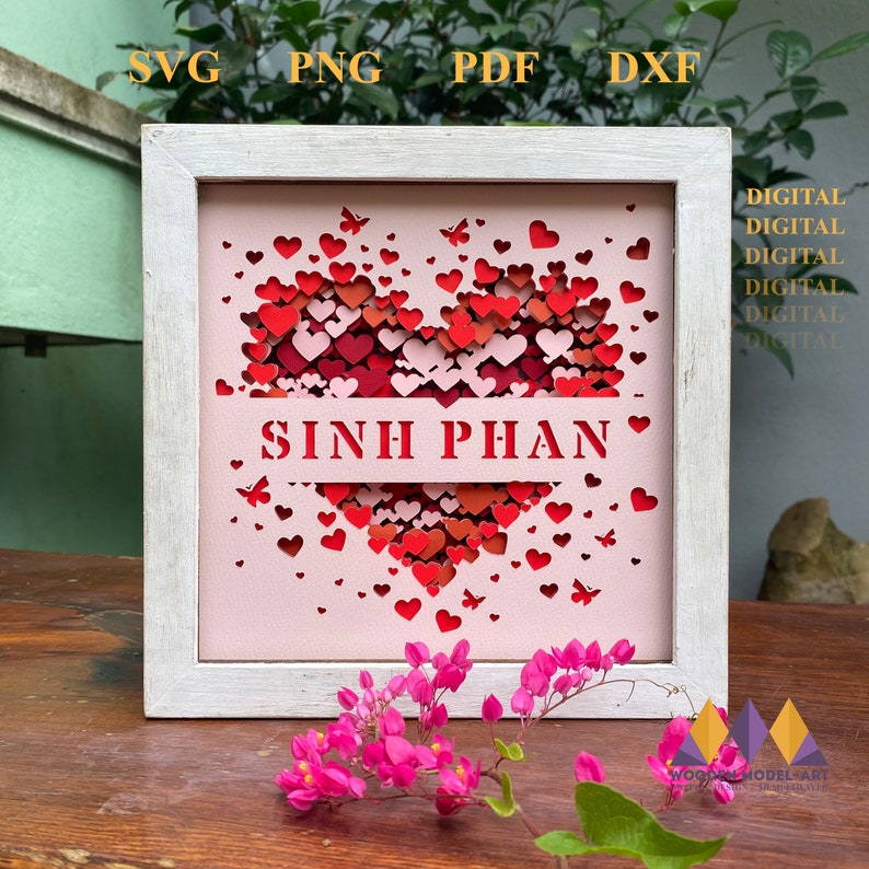 PERSONALIZABLE 3D HEART Svg Shadow Box VALENTINE Light Box - Etsy