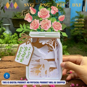 Tarro de flores para el Día de la Madre SVG, Regalo para mamá, Linterna para el Día de la Madre SVG, Regalos para el Día de la Madre SVG, Archivo para Cricut.