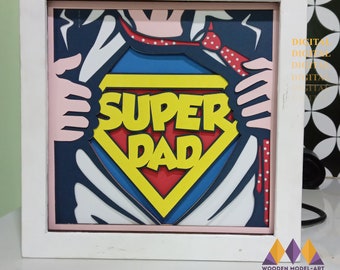 Super Dad Shadow Box SVG: Vaderdag lightbox-sjabloon (digitale download)