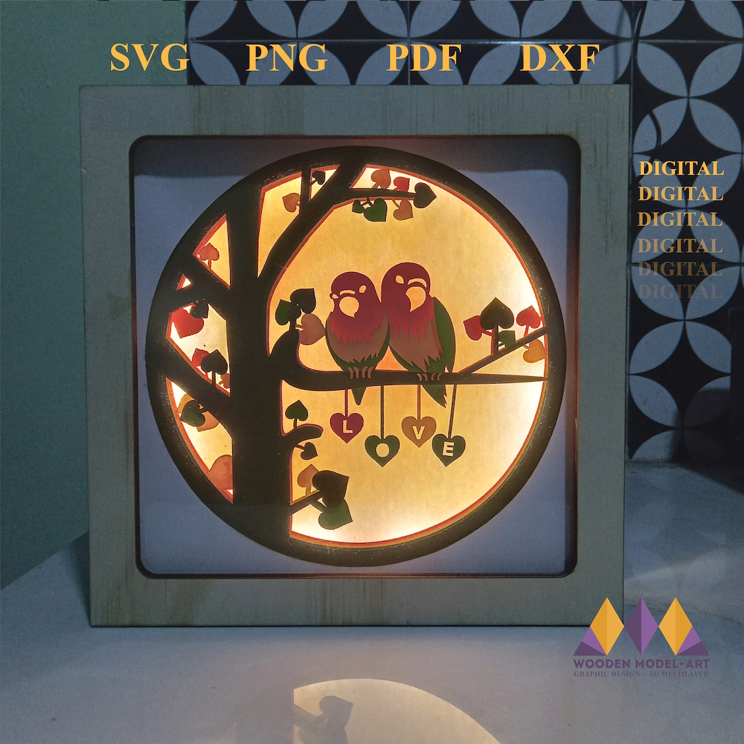 Love Bird 3d Paper Cut, Love Bird Valentine's , Heart Love 3d ...