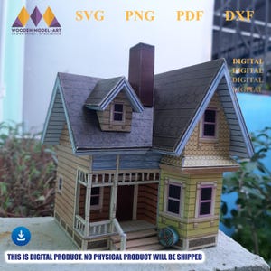 Up House Papercraft fai da te file PDF, modello di carta tagliata in 3D, tagliata a mano