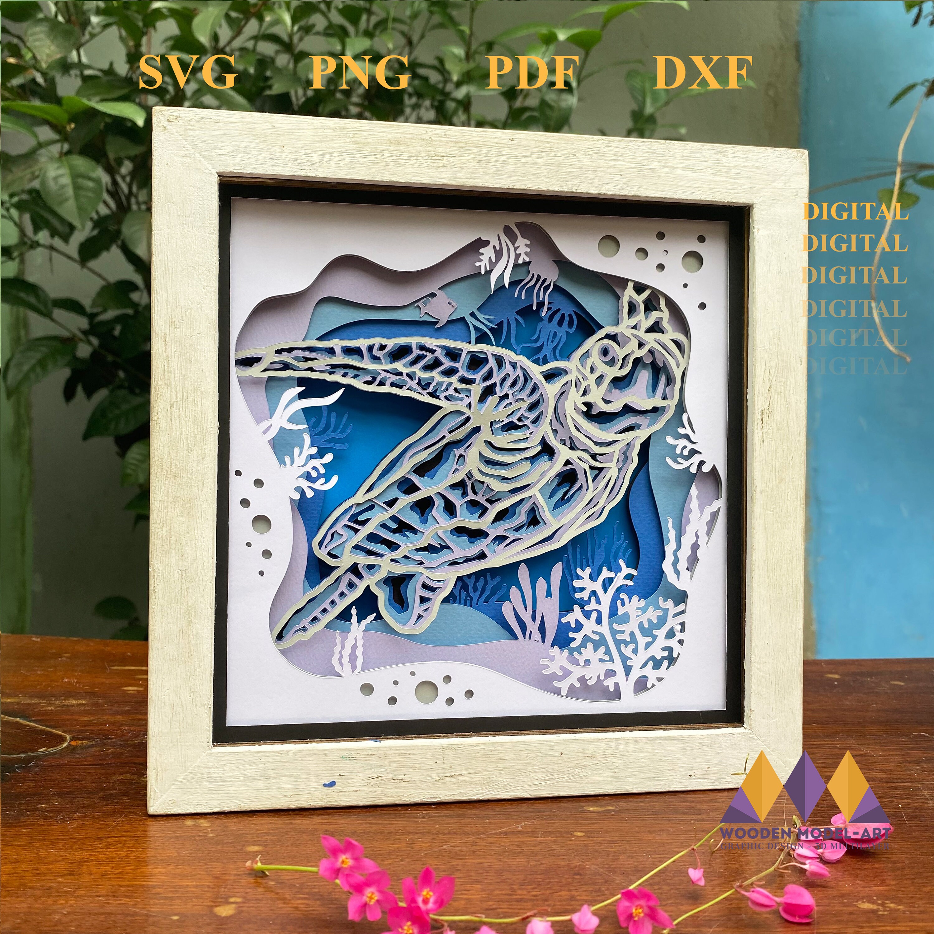 SEA TURTLE Shadow Box 3D Sea Turtle Light Box Layered Svg - Etsy