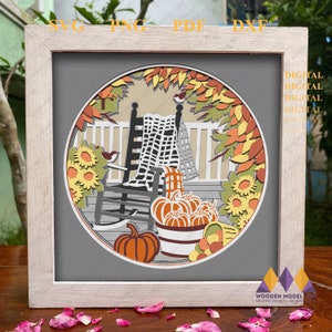 FALL Shadow Box svg, Autumn Sunflower Shadow Box svg, Pumpkin Fall svg, Hello Fall Cricut svg