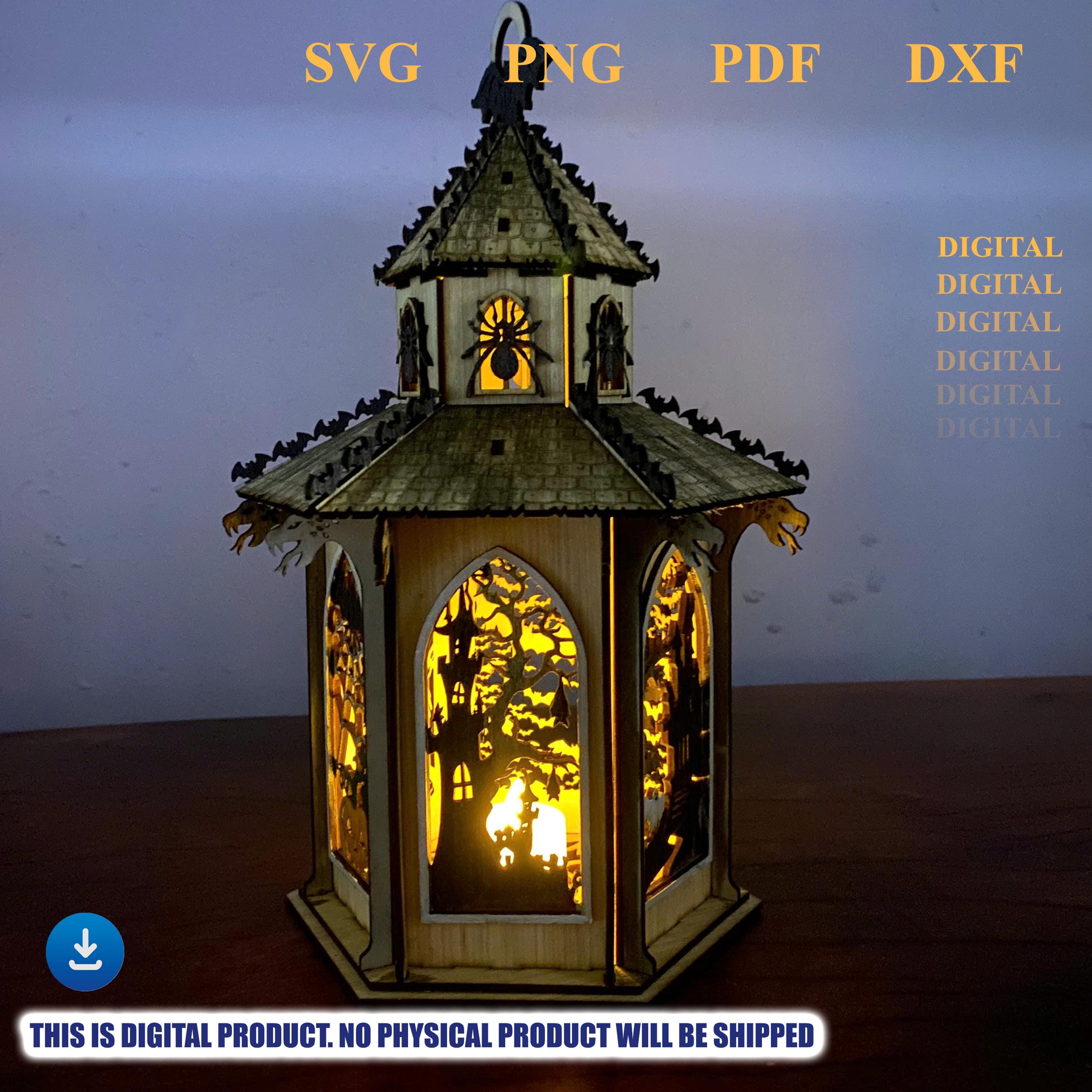 Gothic Lamp Vector Halloween Lantern Laser Cut File, Gothic Table Lamp (SVG, PDF, DXF) - Etsy