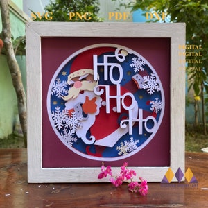 3D WEIHNACHTSMANN Ho Ho Ho svg - 3D Christmas Svg Shadow Box - CHRISTMAS Pine Tree Light Box svg - for cricut - for silhouette.