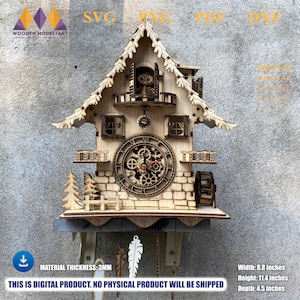 Cuckoo Clock Svg Laser Cut File: Wall Decorative Wood, Table Lamp (Digital Download)