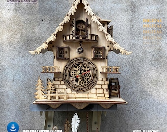 Cuckoo Clock Svg Laser Cut File: Wall Decorative Wood, Table Lamp (Digital Download)