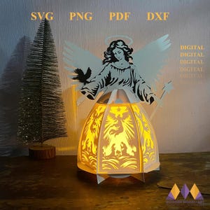 Lanterne d'ange Svg Cricut, crèche de Noël découpée dans du papier, lampe de table boîte lumineuse de Noël - Lanterne de Noël bricolage boîte lumineuse papier Cricut Project