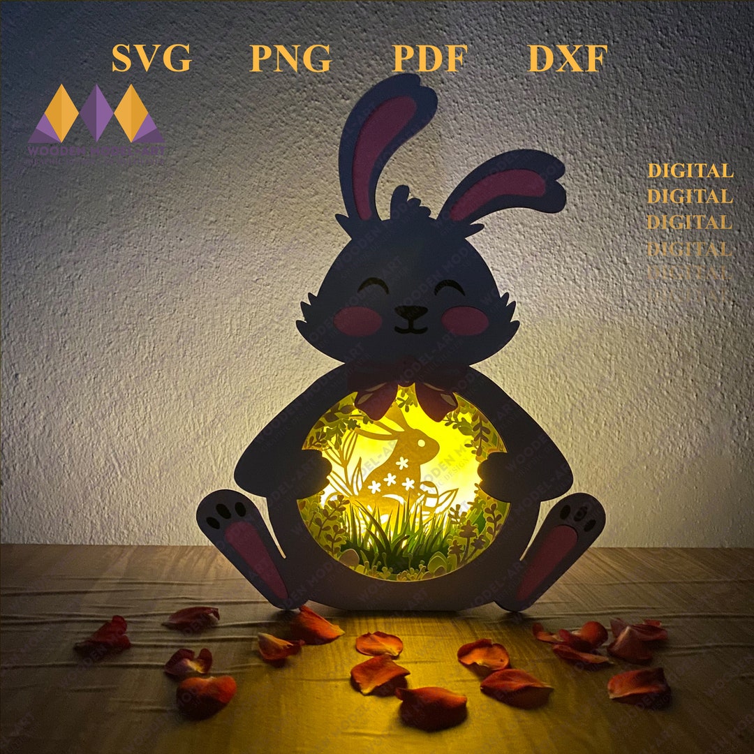Easter Bunny Shadow Box SVG, Light Box Lantern (PDF) - Etsy