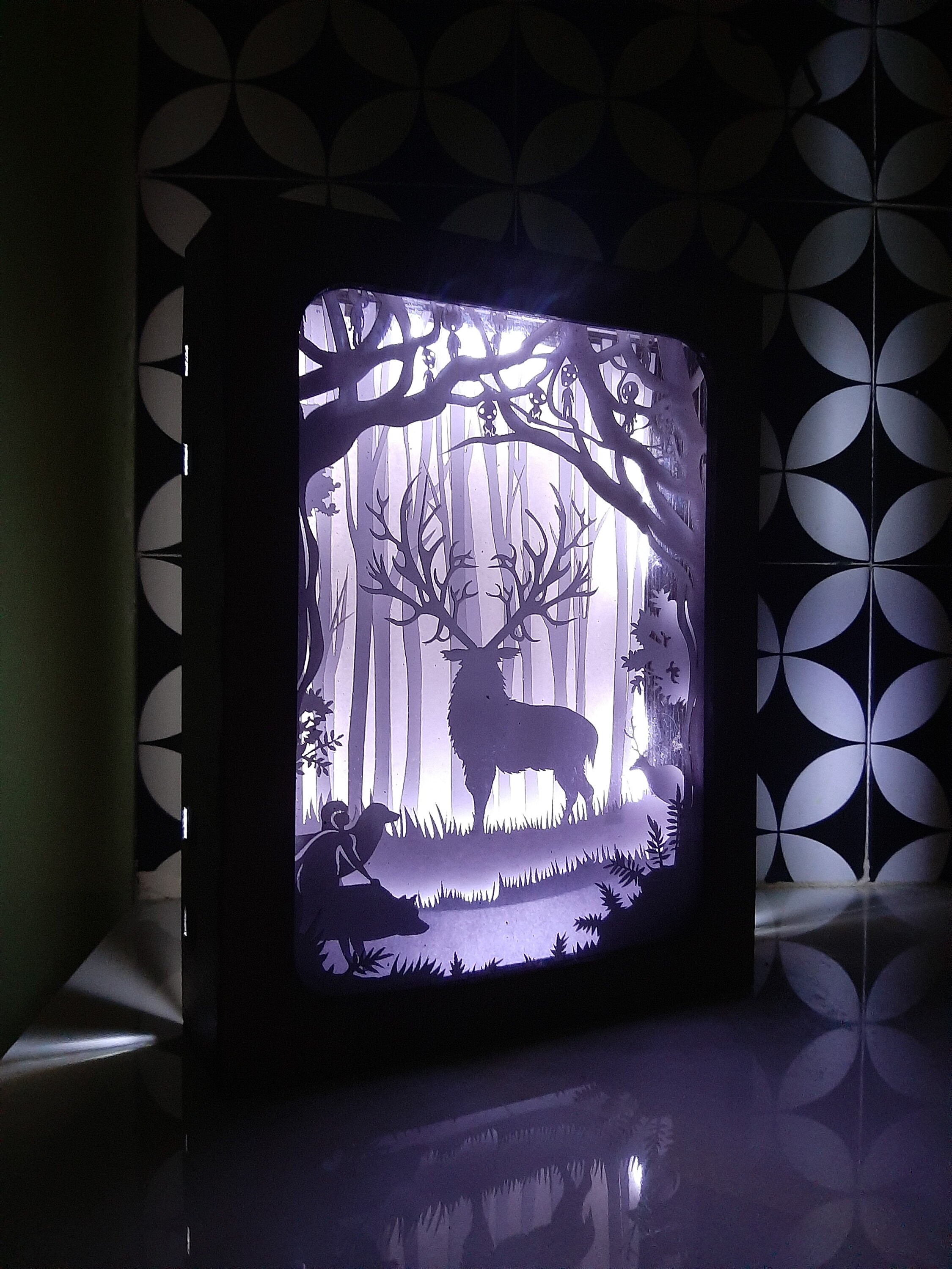 Papercut Light Boxes - The Deer in The Deep Forest At Night – VibesGenius