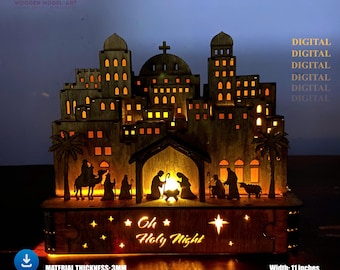Christmas Nativity Secne SVG Laser Cut: Bethlehem Table Decor  (Digital Download)