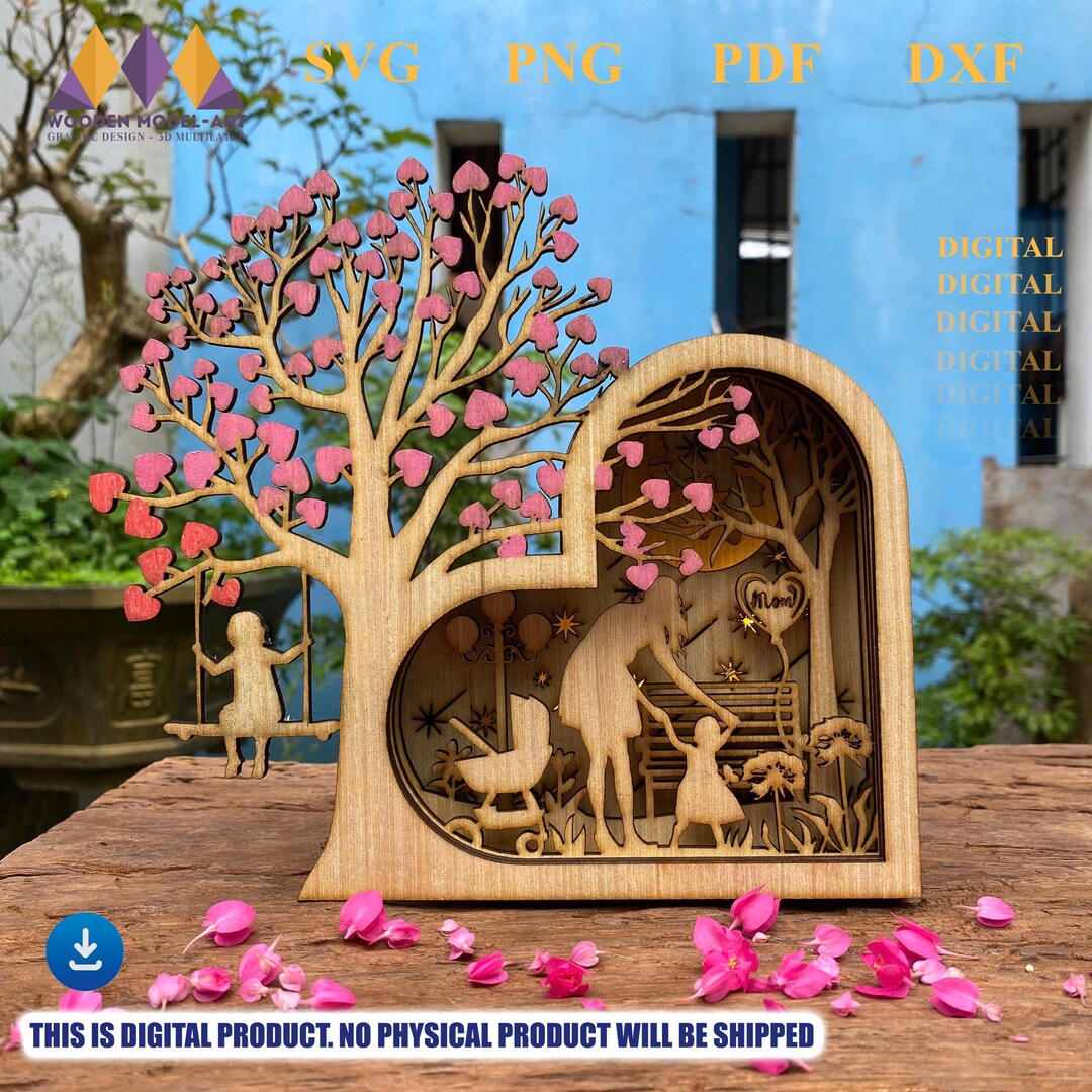 Family Tree Hearts Lantern SVG: Mother's Day Laser Cut File (digital ...