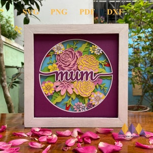 3D Mum SVG - 3D Mom Light Box - 3D Best Mom Ever SVG - Mother's Shadowbox svg - Mom per Cricut - per Silhouette - Festa della mamma a strati.