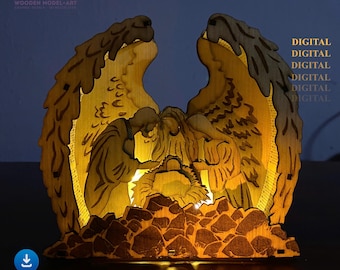 Laser Cut Nativity Scene Candle Holder: Christmas Svg Table Lamp Decor  (Digital File)