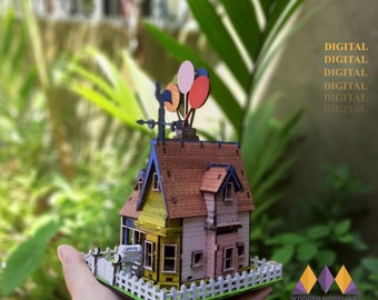 Up House Model Kit Dxf/Glowforge/Svg laser cut file/Pixar Up Scale Model/Digital file for laser cut.