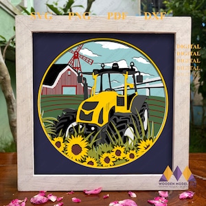 Tractor Shadow Box 3D FARM TRACTOR SVG Shadow Box - Farm House Light Box - Cricut File ...