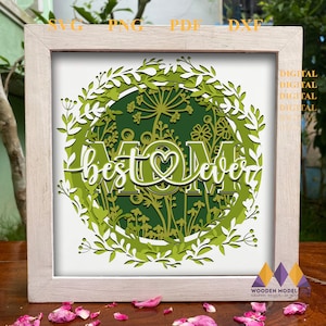 3D Mutter SVG - 3D Mama Lichtbox - 3D Beste Mama aller Zeiten SVG - Mutter Schattenbox svg - Mama für Cricut - für Silhouette - Muttertag geschichtet.