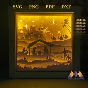 CHRISTMAS NATIVITY sVG Light Box - 3D CHRISTMAS svg Shadow Box - pour cricut - pour silhouette