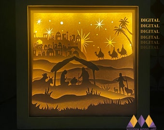Christmas Nativity SVG Light Box: 3D Shadow Box (Digital Download)