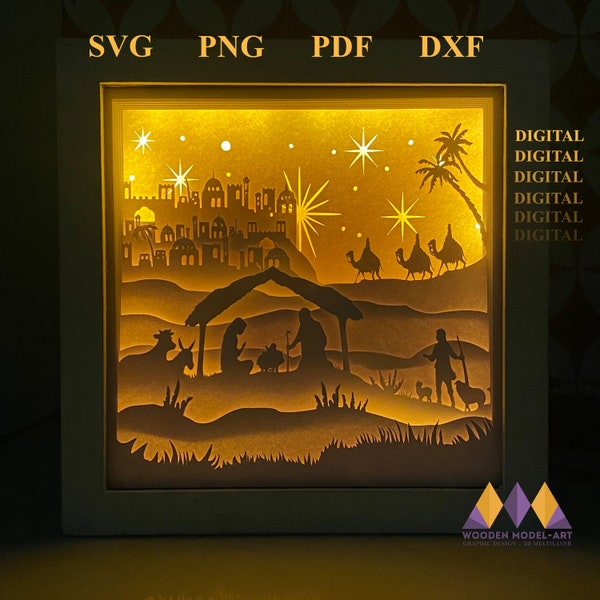 CHRISTMAS KRIPPE sVG Light Box - 3D CHRISTMAS svg Shadow Box - for cricut - for silhouette