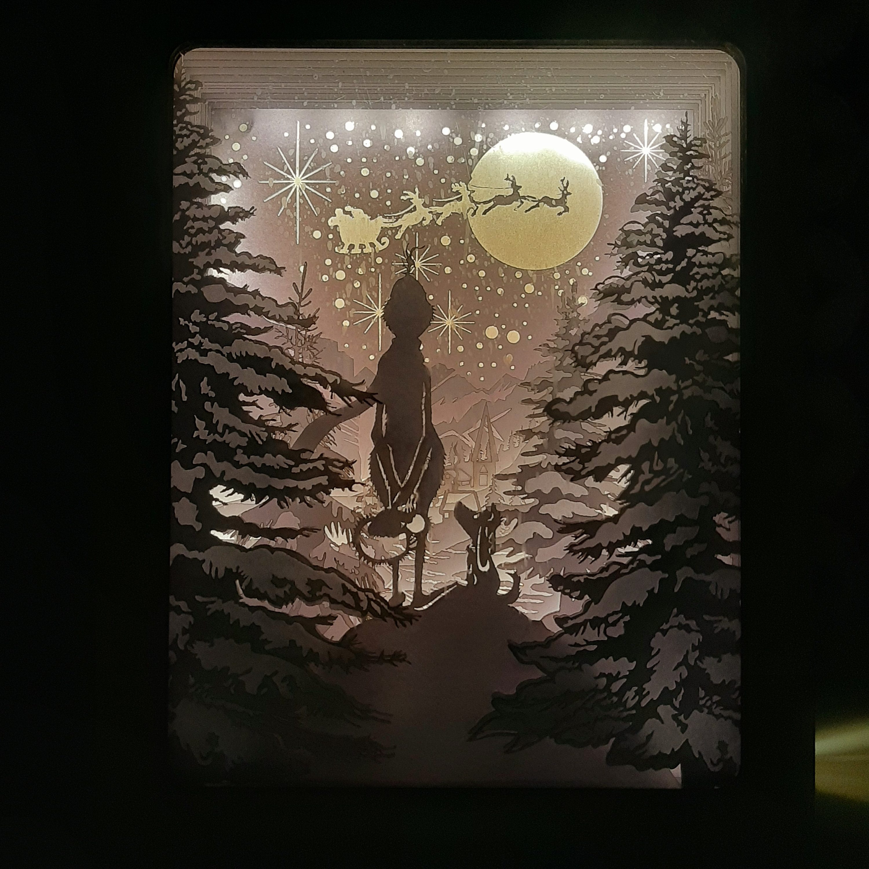 Christmas Santa's Cabin Shadow Box: 3D Paper Cut Template (Digital Download)