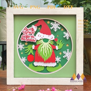 3D CHRISTMAS GNOME SVG - Christmas Shadow Box Svg - Pliki Cricut - Cardstock Svg - Pliki Silhouette