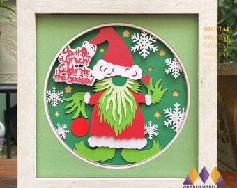 3D CHRISTMAS GNOME SVG - Christmas Shadow Box Svg - Cricut Files - Cardstock Svg - Silhouette Files