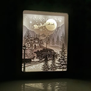 Christmas Shadow Box: Vintage Red Car, Pine Tree (SVG Digital)