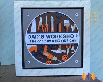 Dad's Workshop 3D Shadow Box SVG: Father's Day Cricut Files (Digital Download)
