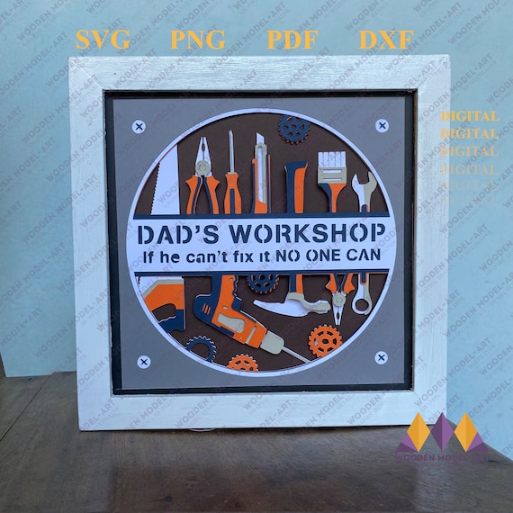 Dad's Workshop 3D Shadow Box SVG: Father's Day Cricut Files (Digital Download)