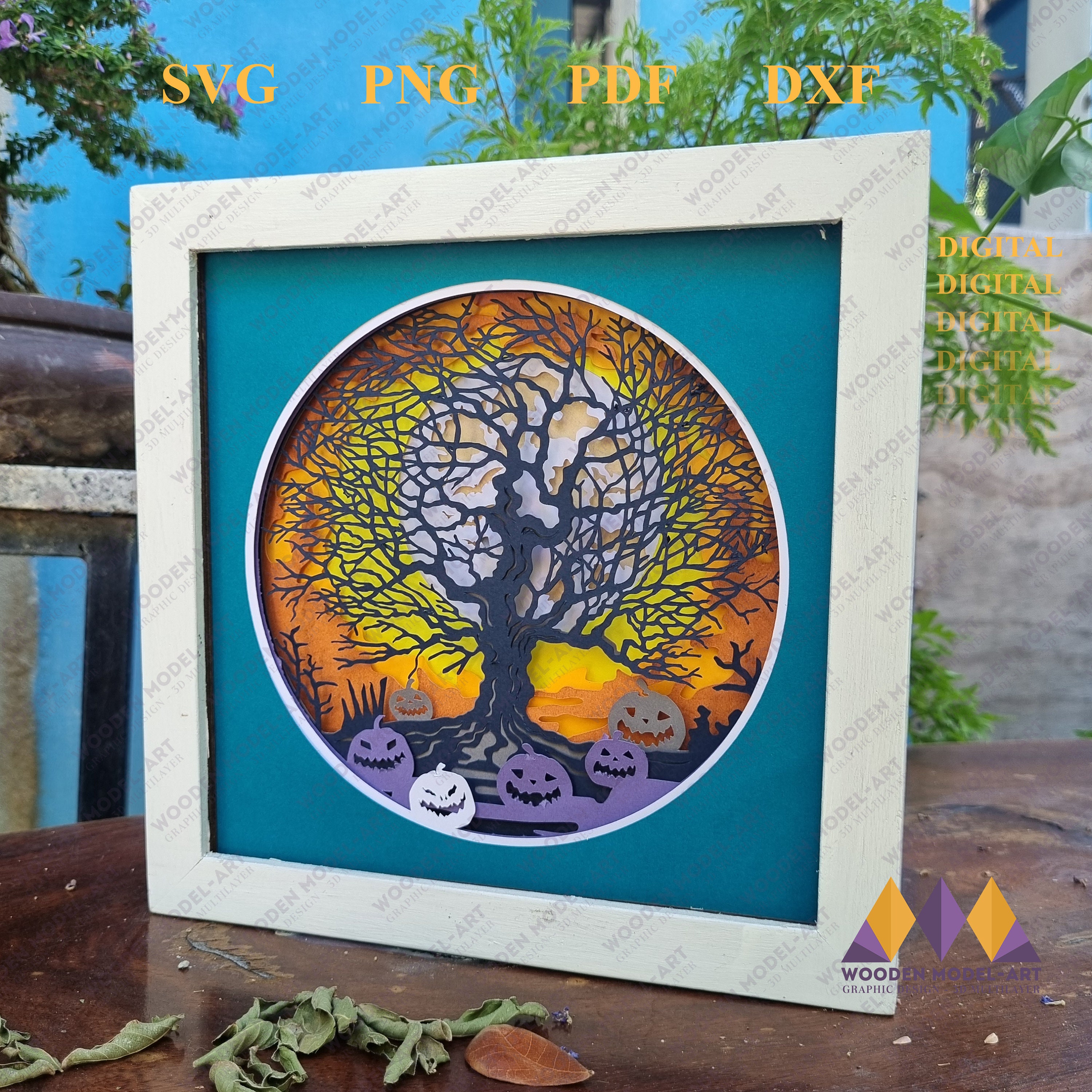 SPOOKY TREE Svg Light Box, Pumpkin Halloween Shadow Box, for Cricut ...