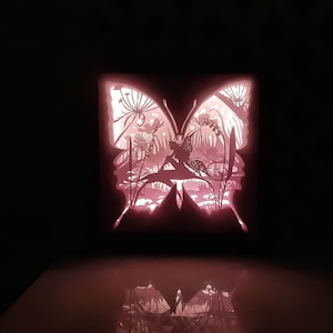 Butterfly Fairy Light Box Template: 3D Paper Cut File (SVG Instant Download)