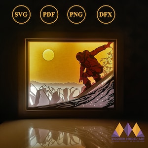 Snowboarder Shadow Box, Light Box,Skiing Christmas Shadow Box/Light Box Tempalte/Snow Skiing Christmas/3d layered/Svg Cricut/Digital Files