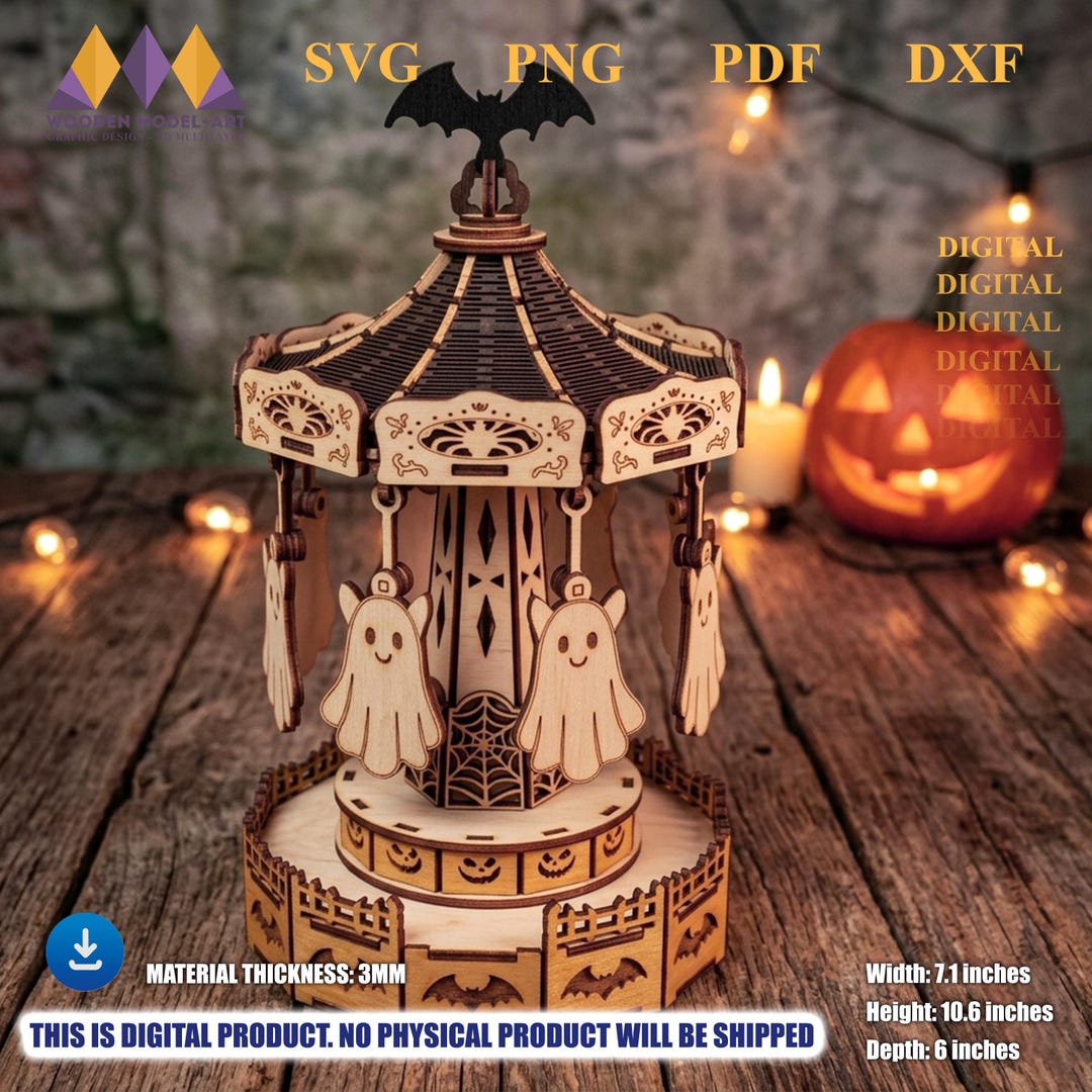 Halloween Carousel - Laser Cut Files -SVG, DXF, CDR (digital Download ...
