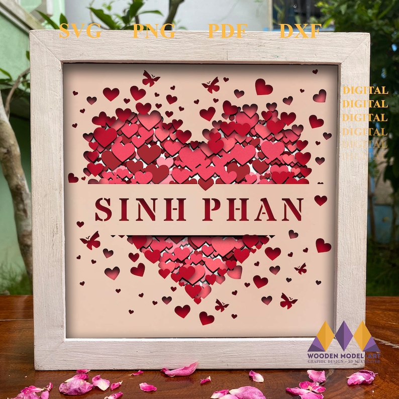 PERSONALIZABLE 3D HEART Svg Shadow Box VALENTINE Light Box - Etsy