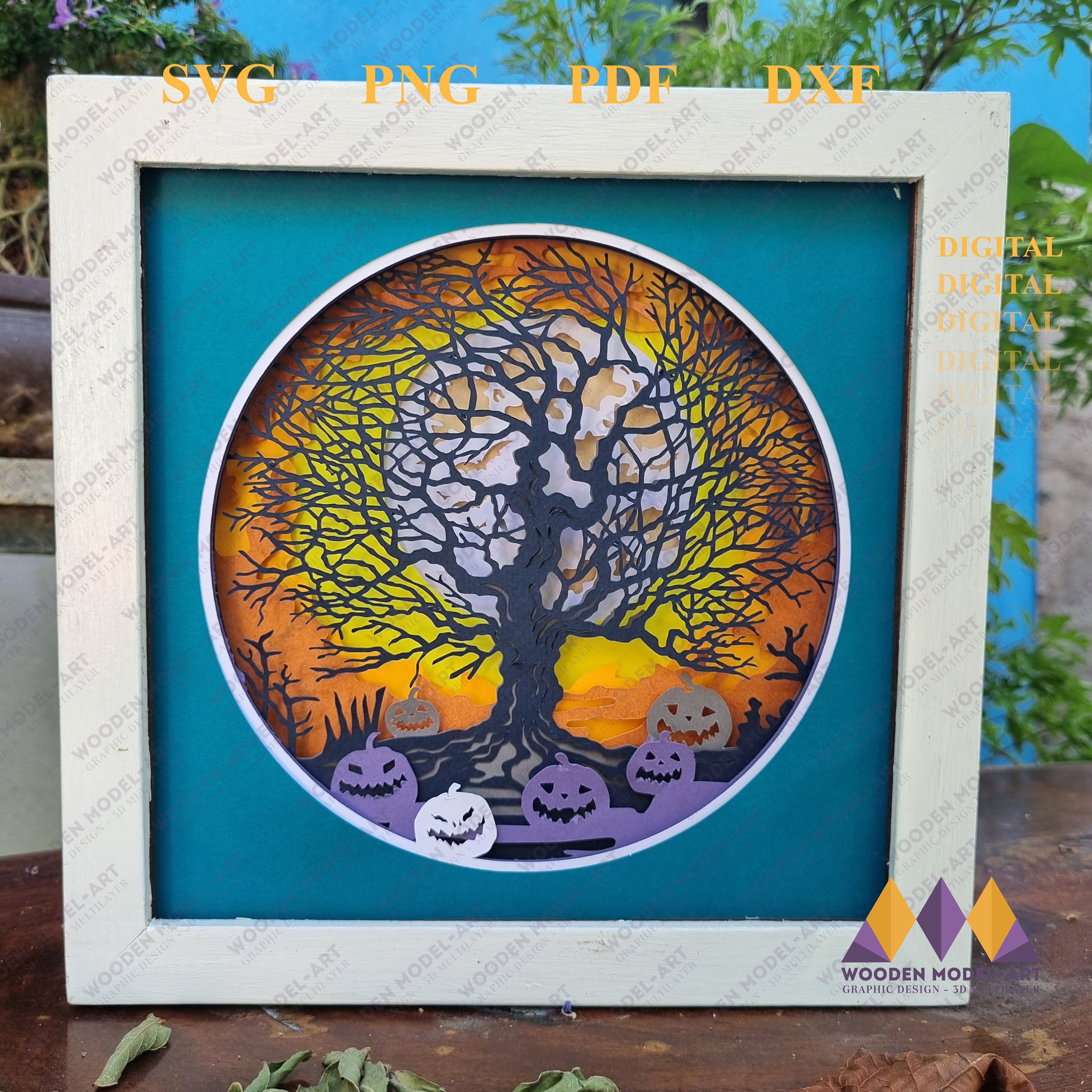 SPOOKY TREE Svg Light Box, Pumpkin Halloween Shadow Box, for Cricut ...